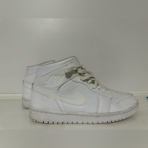 Triple White Jordan 1s Mids
